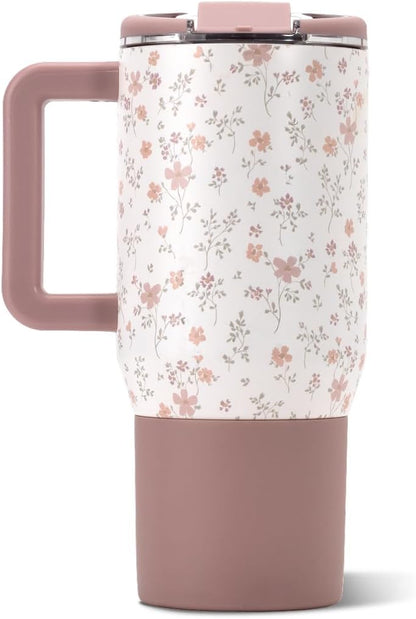 Coffee Traveler 20oz Ceramic-Lined Mug with Handle, Dusty Rose