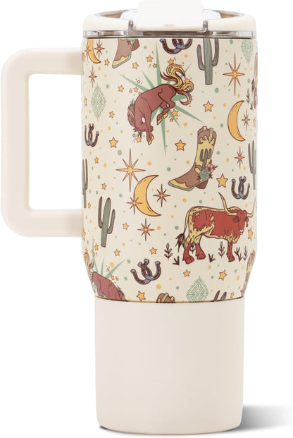 Coffee Traveler 20oz Ceramic-Lined Mug with Handle, Dusty Rose