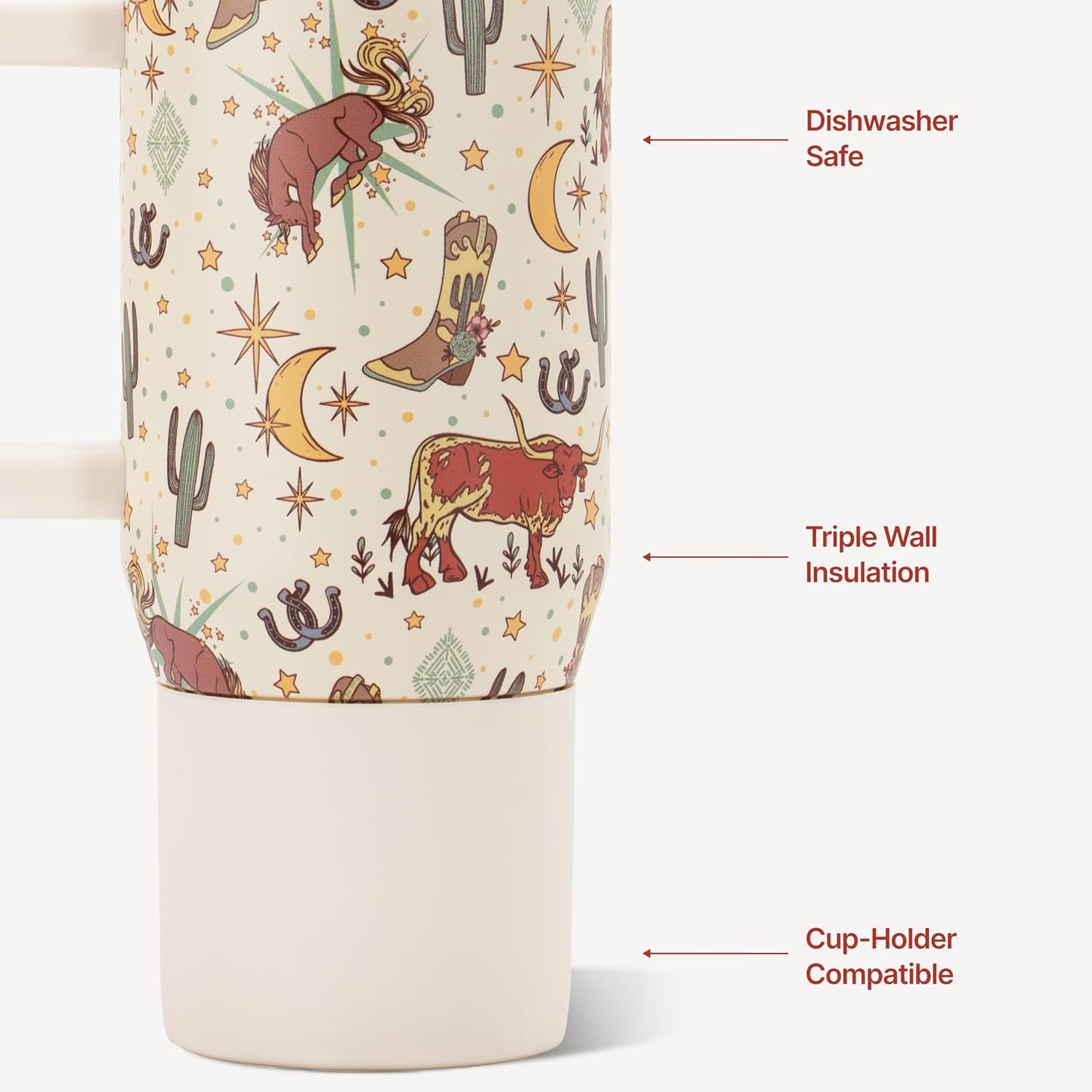 Coffee Traveler 20oz Ceramic-Lined Mug with Handle, Dusty Rose