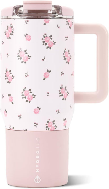 Coffee Traveler 20oz Ceramic-Lined Mug with Handle, Dusty Rose