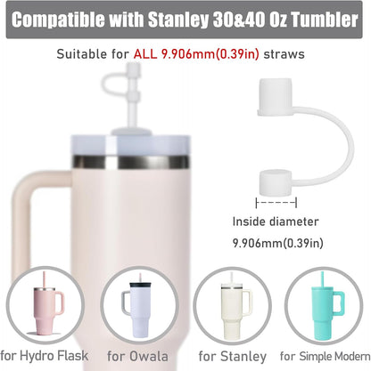 6PCS Silicone Straw Covers Cap Compatible with Stanley Cup 30-40 oz Tumbler with Handle 10mm Straw Toppers，Dust-Proof Reusable Straw Cover for Stanley Cup Accessories (Black)