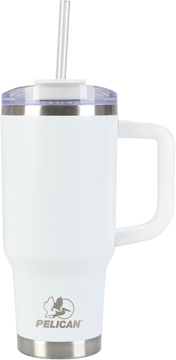Pelican Porter™ 30 oz Travel Tumbler – Recycled Stainless Steel, Vacuum Insulated Mug with Handle – Keeps Drinks Hot 9 Hrs / Cold 16 Hrs – Spill-Resistant Lid, Dishwasher Safe– DESERT SAGE