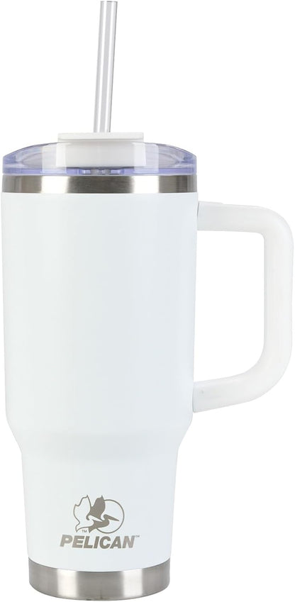 Pelican Porter™ 30 oz Travel Tumbler – Recycled Stainless Steel, Vacuum Insulated Mug with Handle – Keeps Drinks Hot 9 Hrs / Cold 16 Hrs – Spill-Resistant Lid, Dishwasher Safe– DESERT SAGE