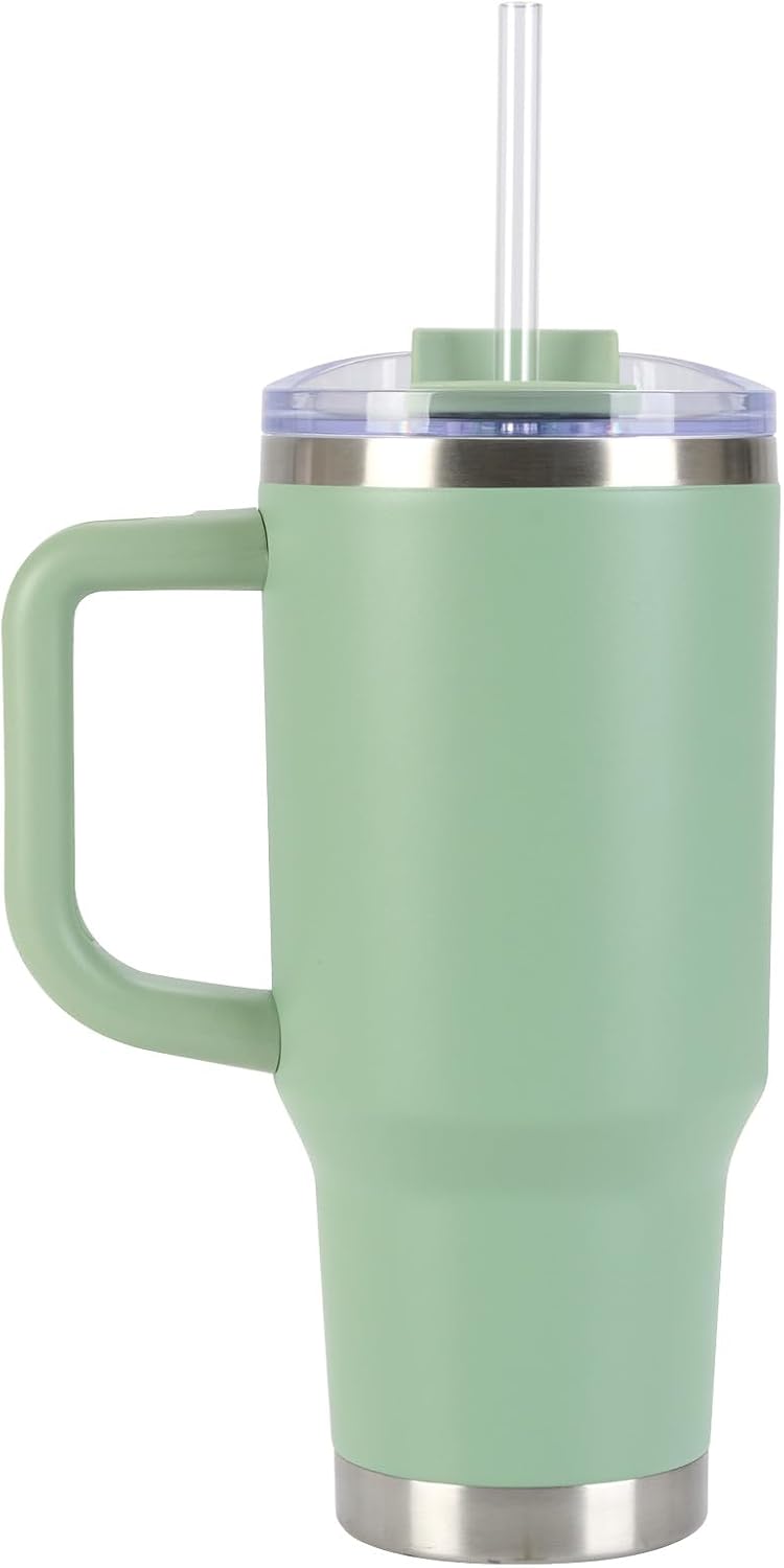 Pelican Porter™ 30 oz Travel Tumbler – Recycled Stainless Steel, Vacuum Insulated Mug with Handle – Keeps Drinks Hot 9 Hrs / Cold 16 Hrs – Spill-Resistant Lid, Dishwasher Safe– DESERT SAGE