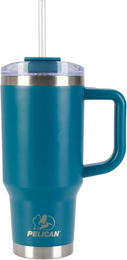 Pelican Porter™ 30 oz Travel Tumbler – Recycled Stainless Steel, Vacuum Insulated Mug with Handle – Keeps Drinks Hot 9 Hrs / Cold 16 Hrs – Spill-Resistant Lid, Dishwasher Safe– DESERT SAGE