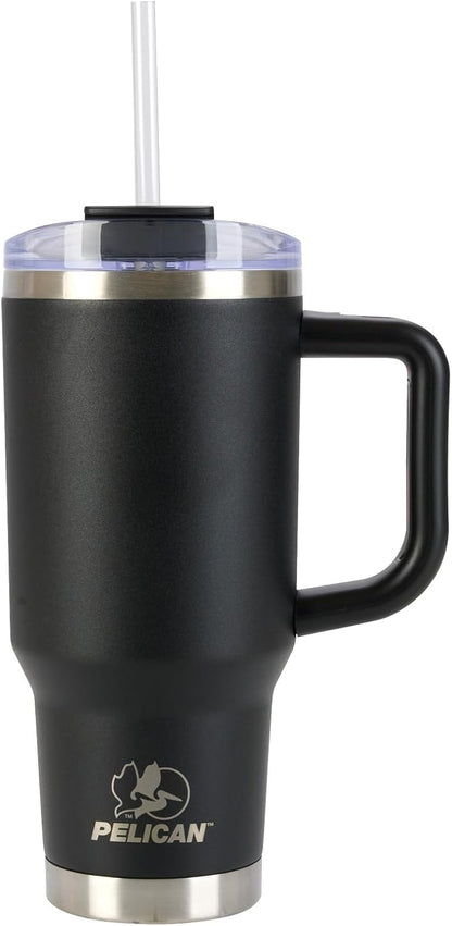 Pelican Porter™ 30 oz Travel Tumbler – Recycled Stainless Steel, Vacuum Insulated Mug with Handle – Keeps Drinks Hot 9 Hrs / Cold 16 Hrs – Spill-Resistant Lid, Dishwasher Safe– DESERT SAGE