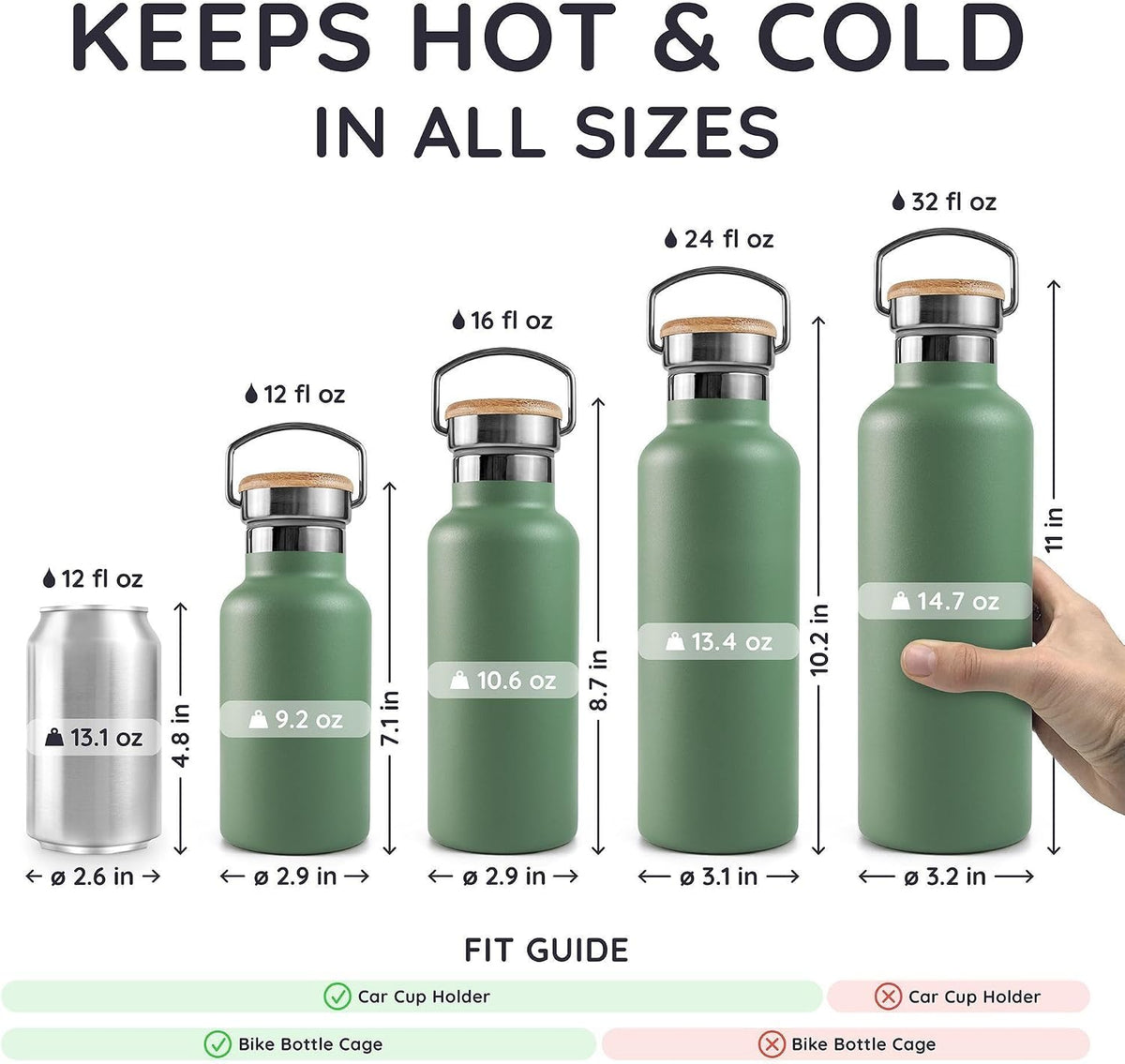 24 oz Stainless Steel Water Bottle, Insulated Metal Water Bottle Wide Mouth, Great for Hiking & Travel, With Handle Easy to Carry, Rust-Resistant & Durable (Aegean Blue)