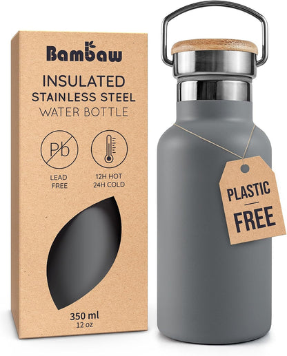 24 oz Stainless Steel Water Bottle, Insulated Metal Water Bottle Wide Mouth, Great for Hiking & Travel, With Handle Easy to Carry, Rust-Resistant & Durable (Aegean Blue)