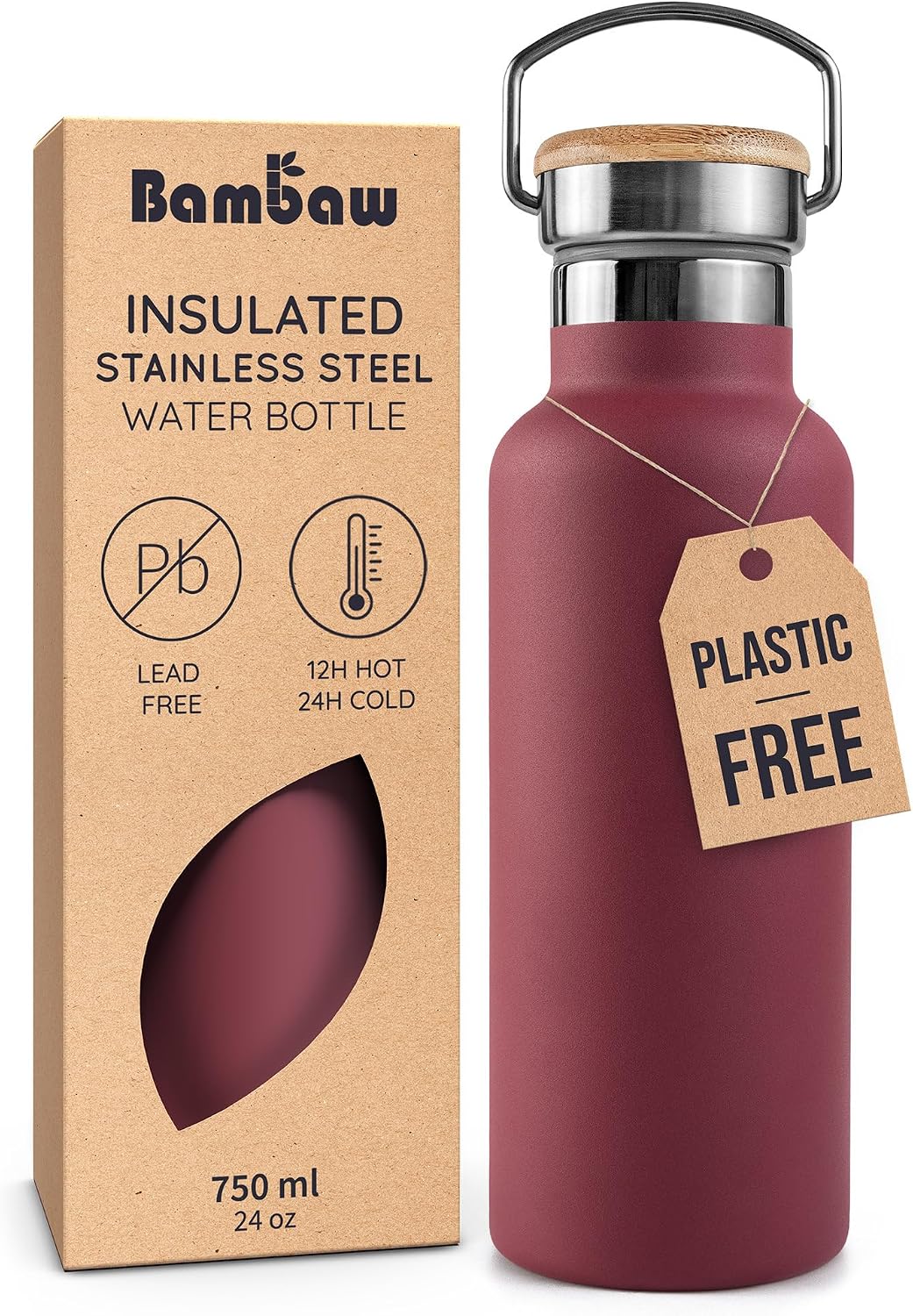 24 oz Stainless Steel Water Bottle, Insulated Metal Water Bottle Wide Mouth, Great for Hiking & Travel, With Handle Easy to Carry, Rust-Resistant & Durable (Aegean Blue)