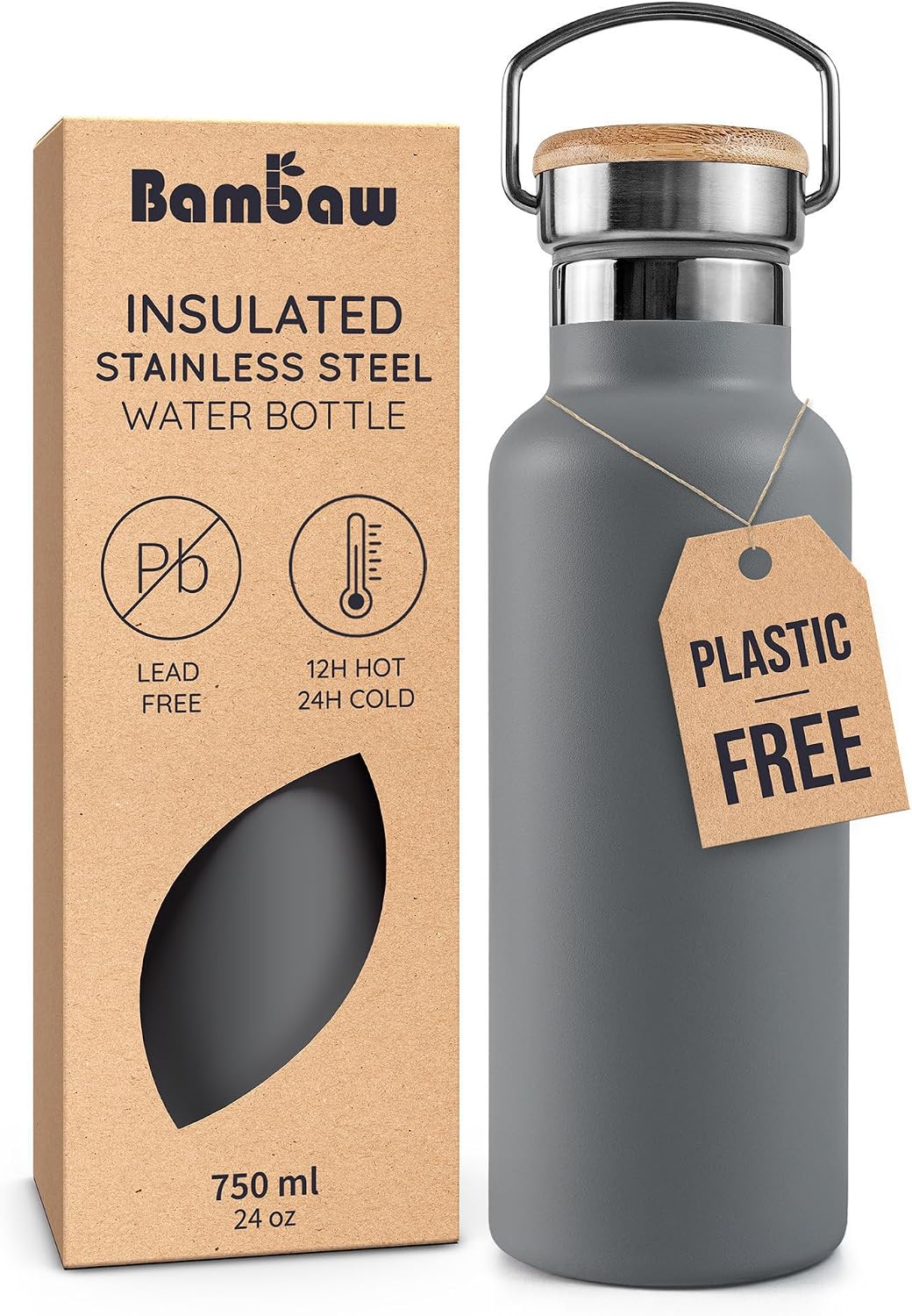 24 oz Stainless Steel Water Bottle, Insulated Metal Water Bottle Wide Mouth, Great for Hiking & Travel, With Handle Easy to Carry, Rust-Resistant & Durable (Aegean Blue)