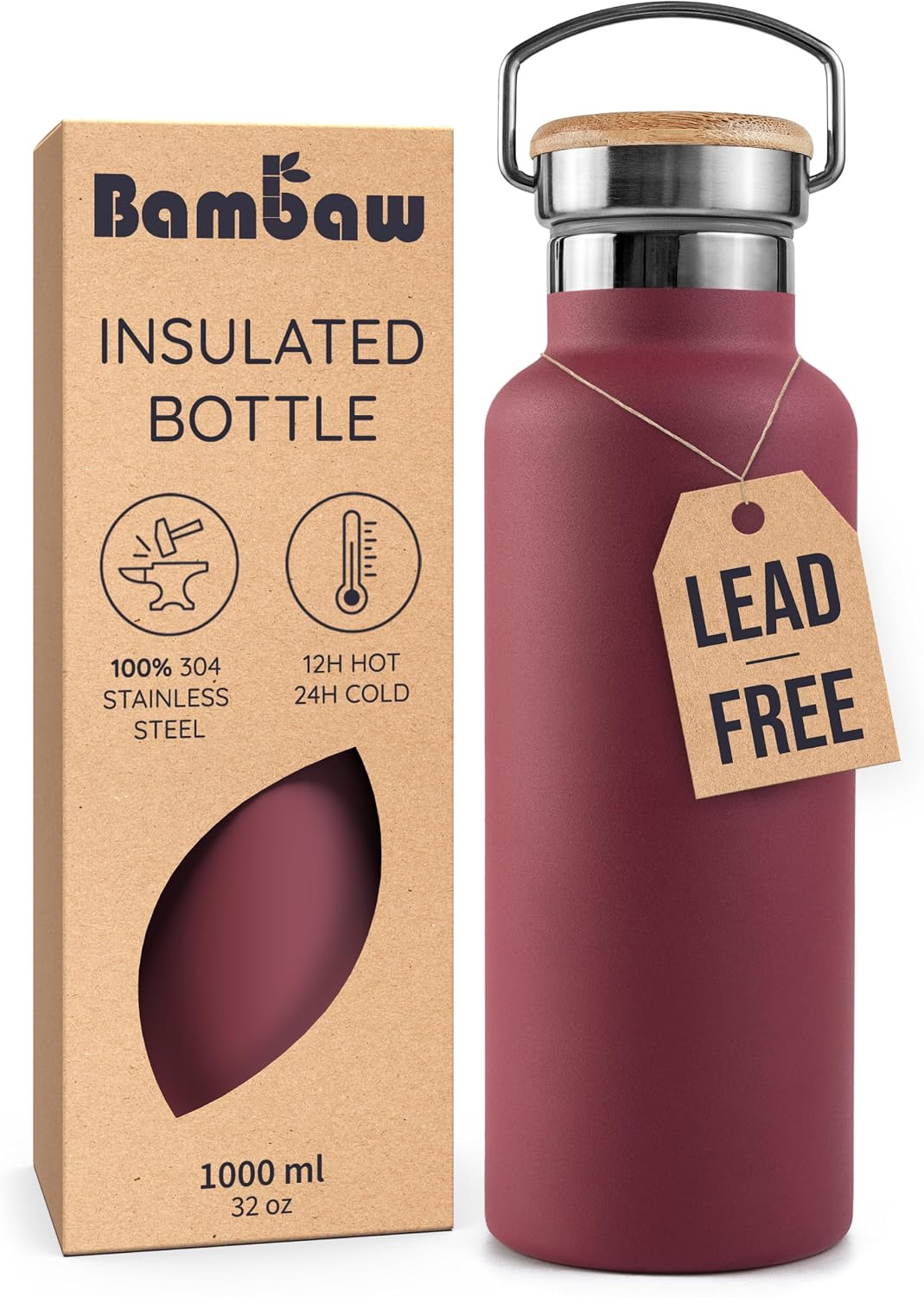 24 oz Stainless Steel Water Bottle, Insulated Metal Water Bottle Wide Mouth, Great for Hiking & Travel, With Handle Easy to Carry, Rust-Resistant & Durable (Aegean Blue)