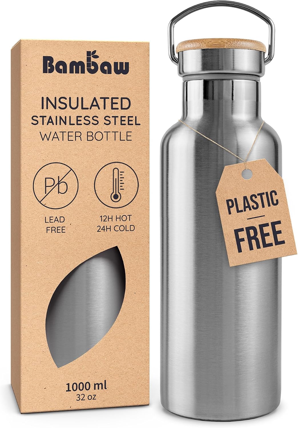 24 oz Stainless Steel Water Bottle, Insulated Metal Water Bottle Wide Mouth, Great for Hiking & Travel, With Handle Easy to Carry, Rust-Resistant & Durable (Aegean Blue)