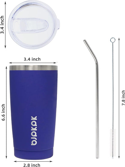 20 oz Coffee Tumbler with Lid & Straw, Insulated Stainless Steel Mug | Double Wall Vacuum, Keeps Hot/Cold, BPA Free, Leak Proof, Iced Coffee Cup Fit Car Holder, Travel & Beach, Lavender Green - Colors A