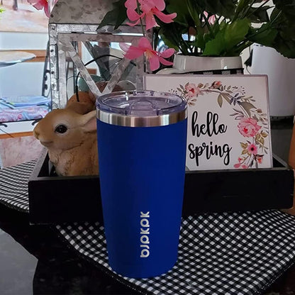 20 oz Coffee Tumbler with Lid & Straw, Insulated Stainless Steel Mug | Double Wall Vacuum, Keeps Hot/Cold, BPA Free, Leak Proof, Iced Coffee Cup Fit Car Holder, Travel & Beach, Lavender Green - Colors A
