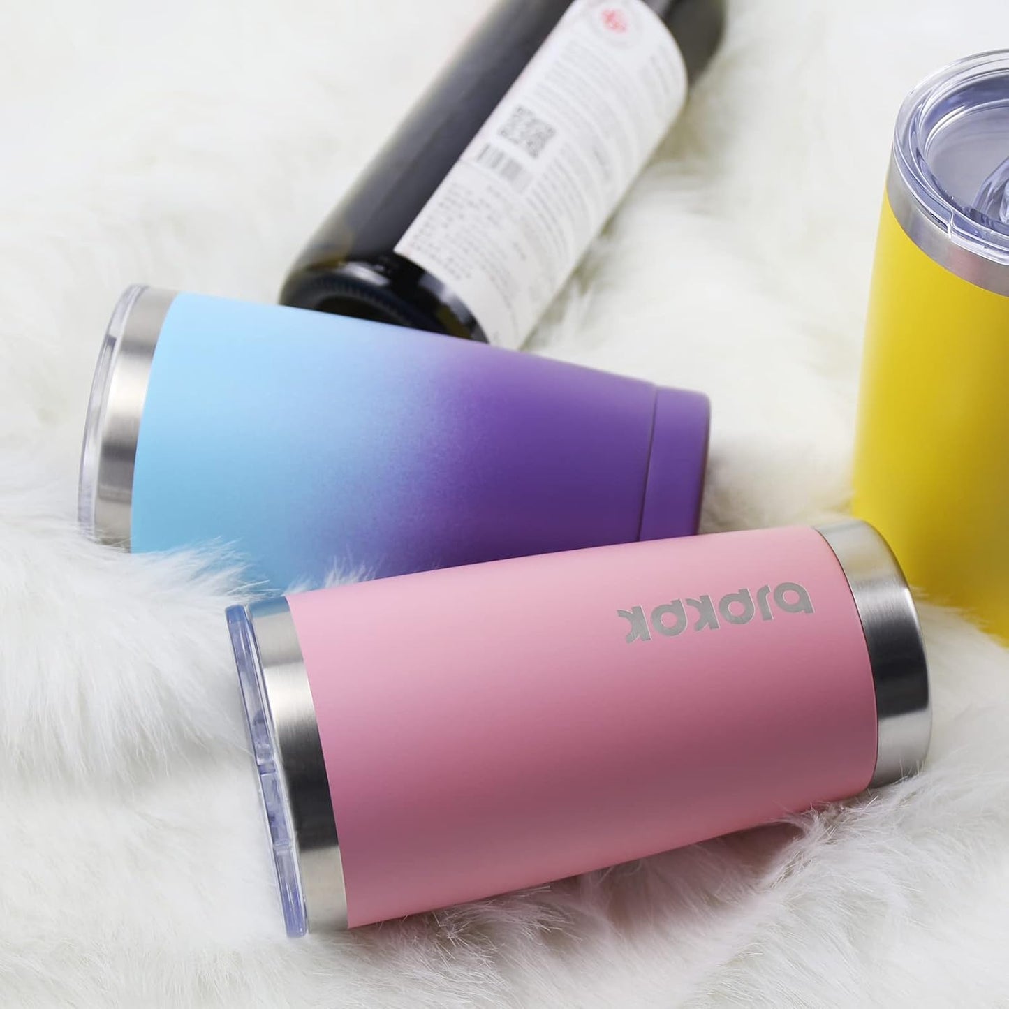 20 oz Coffee Tumbler with Lid & Straw, Insulated Stainless Steel Mug | Double Wall Vacuum, Keeps Hot/Cold, BPA Free, Leak Proof, Iced Coffee Cup Fit Car Holder, Travel & Beach, Lavender Green - Colors A
