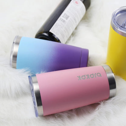 20 oz Coffee Tumbler with Lid & Straw, Insulated Stainless Steel Mug | Double Wall Vacuum, Keeps Hot/Cold, BPA Free, Leak Proof, Iced Coffee Cup Fit Car Holder, Travel & Beach, Lavender Green - Colors A