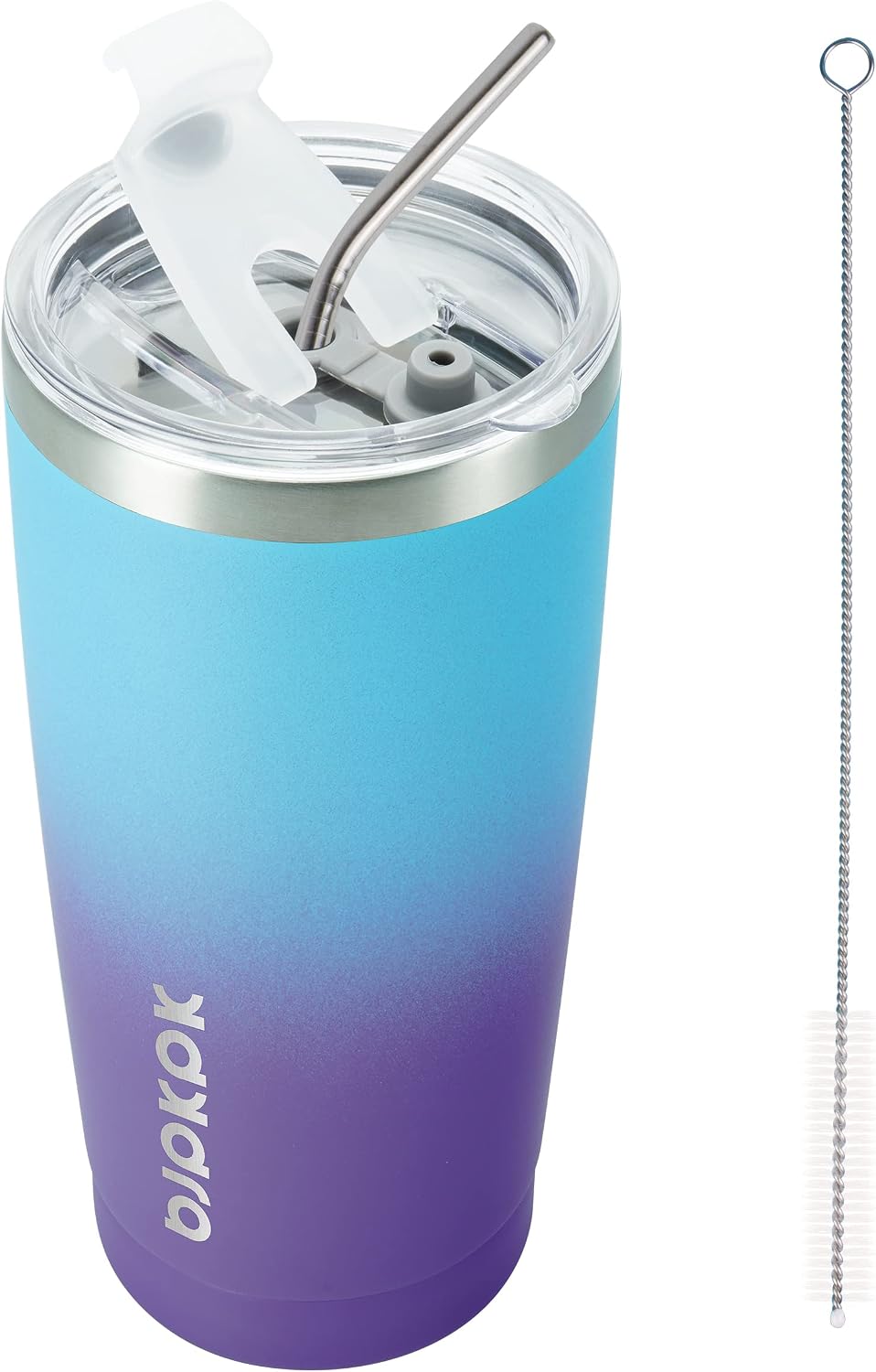 20 oz Coffee Tumbler with Lid & Straw, Insulated Stainless Steel Mug | Double Wall Vacuum, Keeps Hot/Cold, BPA Free, Leak Proof, Iced Coffee Cup Fit Car Holder, Travel & Beach, Lavender Green - Colors A