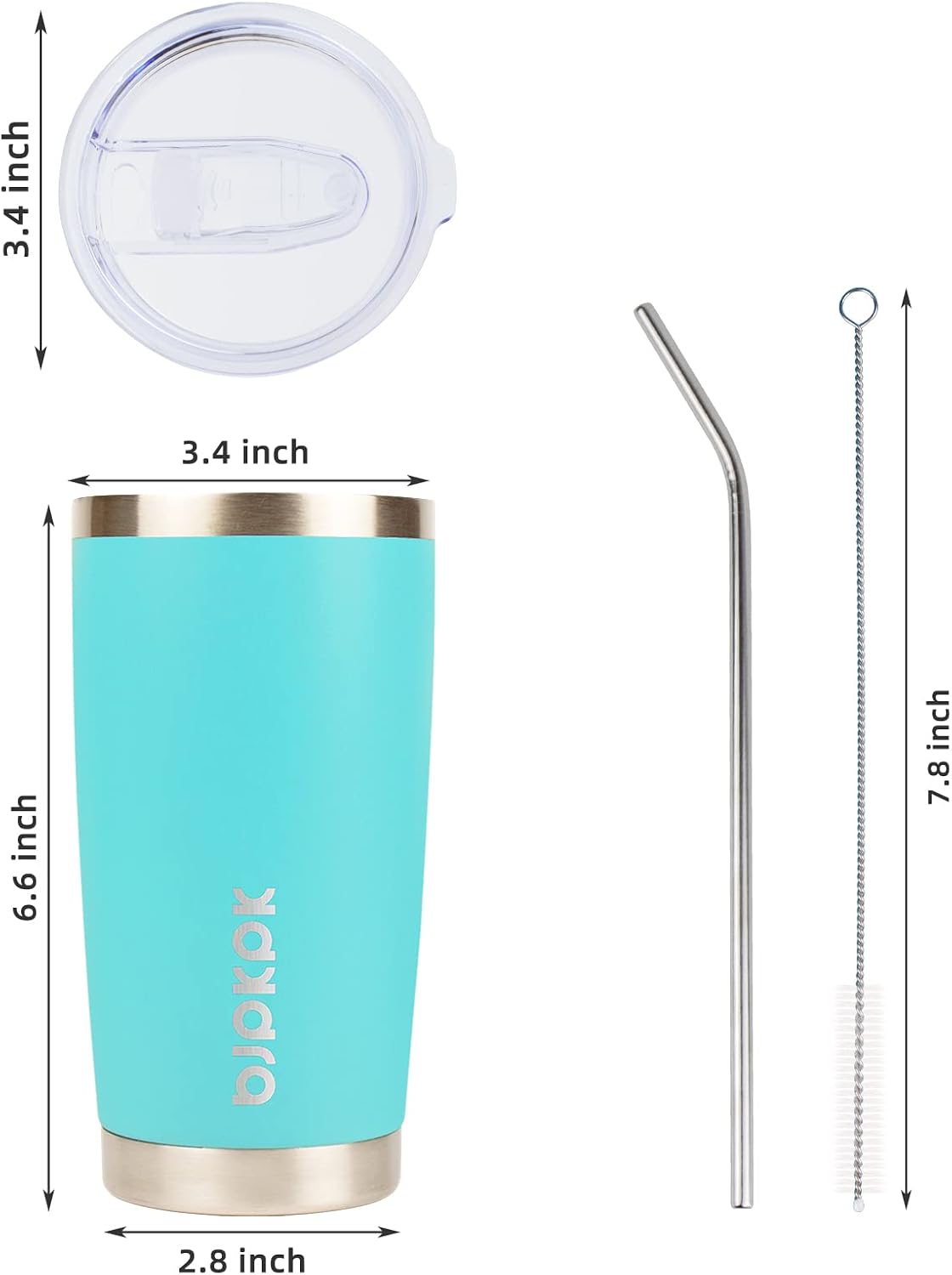 20 oz Coffee Tumbler with Lid & Straw, Insulated Stainless Steel Mug | Double Wall Vacuum, Keeps Hot/Cold, BPA Free, Leak Proof, Iced Coffee Cup Fit Car Holder, Travel & Beach, Lavender Green - Colors A
