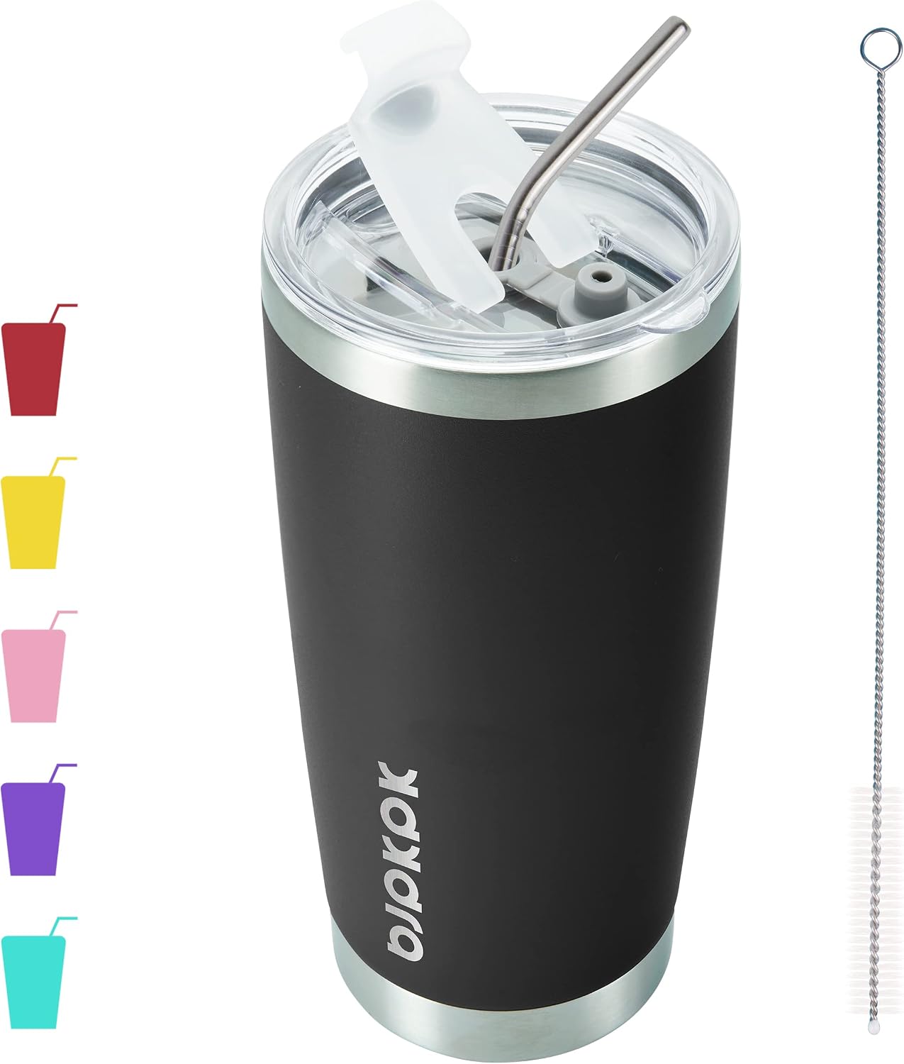 20 oz Coffee Tumbler with Lid & Straw, Insulated Stainless Steel Mug | Double Wall Vacuum, Keeps Hot/Cold, BPA Free, Leak Proof, Iced Coffee Cup Fit Car Holder, Travel & Beach, Lavender Green - Colors A