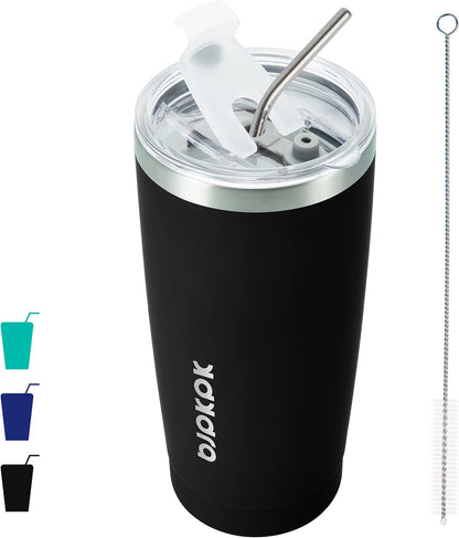 20 oz Coffee Tumbler with Lid & Straw, Insulated Stainless Steel Mug | Double Wall Vacuum, Keeps Hot/Cold, BPA Free, Leak Proof, Iced Coffee Cup Fit Car Holder, Travel & Beach, Lavender Green - Colors A