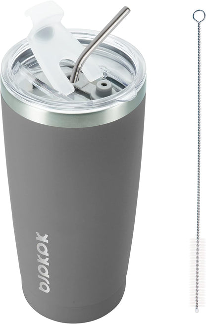 20 oz Coffee Tumbler with Lid & Straw, Insulated Stainless Steel Mug | Double Wall Vacuum, Keeps Hot/Cold, BPA Free, Leak Proof, Iced Coffee Cup Fit Car Holder, Travel & Beach, Lavender Green - Colors A