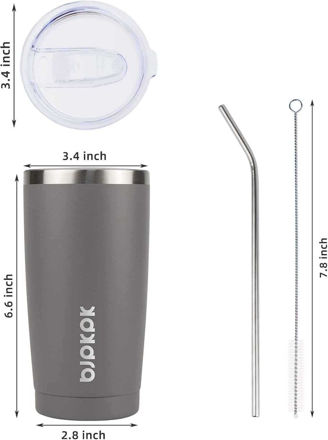 20 oz Coffee Tumbler with Lid & Straw, Insulated Stainless Steel Mug | Double Wall Vacuum, Keeps Hot/Cold, BPA Free, Leak Proof, Iced Coffee Cup Fit Car Holder, Travel & Beach, Lavender Green - Colors A