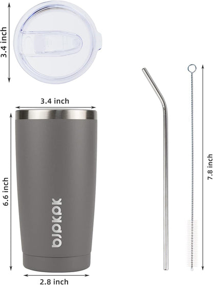 20 oz Coffee Tumbler with Lid & Straw, Insulated Stainless Steel Mug | Double Wall Vacuum, Keeps Hot/Cold, BPA Free, Leak Proof, Iced Coffee Cup Fit Car Holder, Travel & Beach, Lavender Green - Colors A