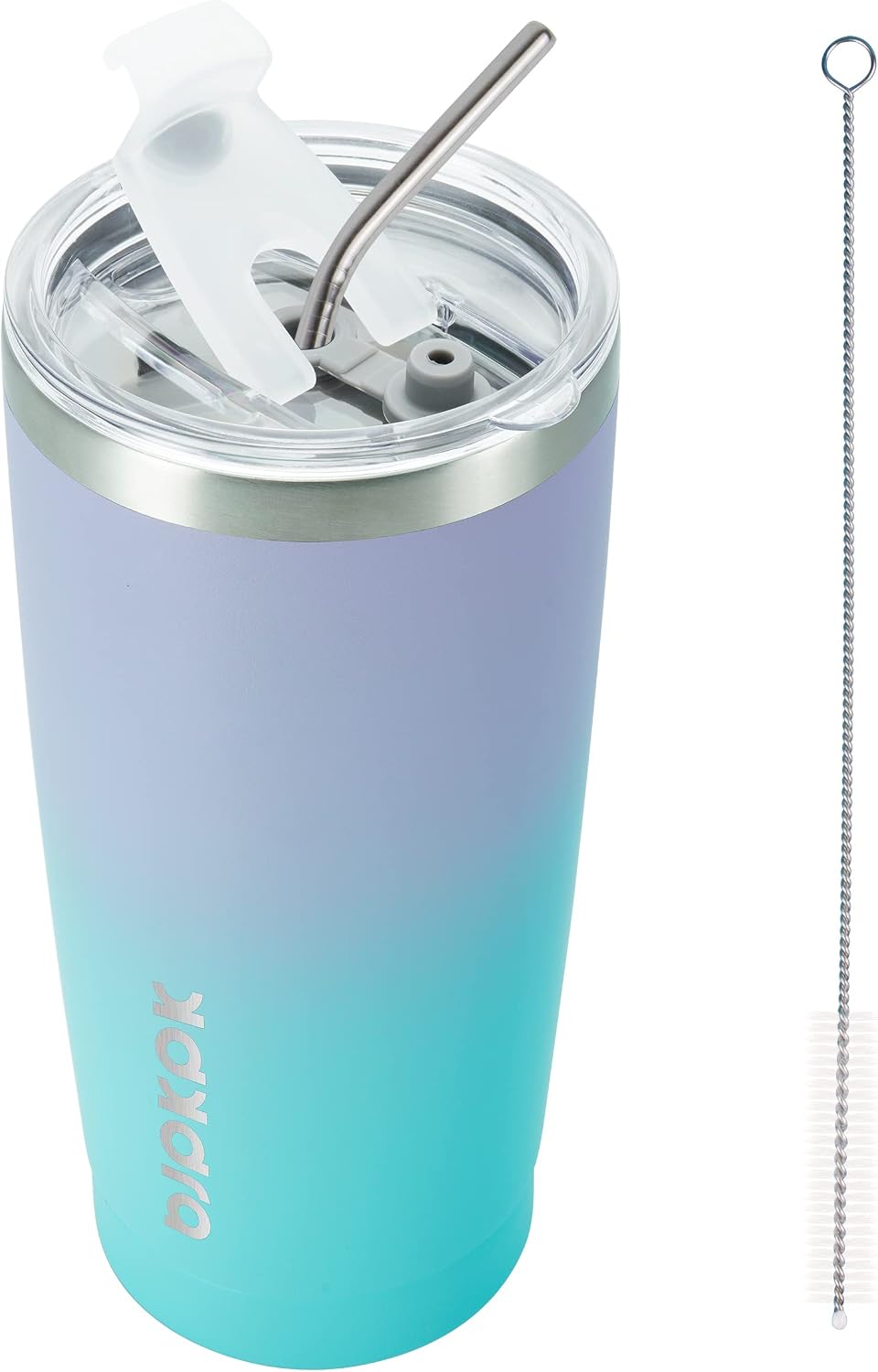 20 oz Coffee Tumbler with Lid & Straw, Insulated Stainless Steel Mug | Double Wall Vacuum, Keeps Hot/Cold, BPA Free, Leak Proof, Iced Coffee Cup Fit Car Holder, Travel & Beach, Lavender Green - Colors A