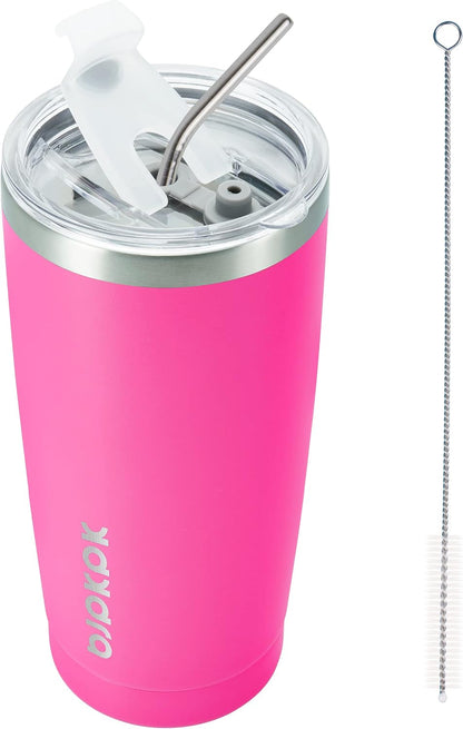 20 oz Coffee Tumbler with Lid & Straw, Insulated Stainless Steel Mug | Double Wall Vacuum, Keeps Hot/Cold, BPA Free, Leak Proof, Iced Coffee Cup Fit Car Holder, Travel & Beach, Lavender Green - Colors A