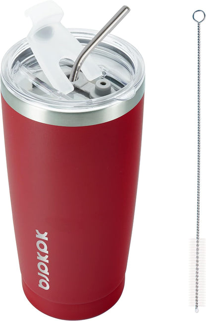 20 oz Coffee Tumbler with Lid & Straw, Insulated Stainless Steel Mug | Double Wall Vacuum, Keeps Hot/Cold, BPA Free, Leak Proof, Iced Coffee Cup Fit Car Holder, Travel & Beach, Lavender Green - Colors A