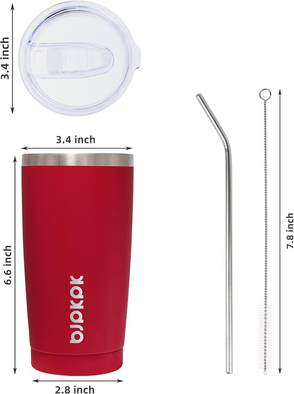 20 oz Coffee Tumbler with Lid & Straw, Insulated Stainless Steel Mug | Double Wall Vacuum, Keeps Hot/Cold, BPA Free, Leak Proof, Iced Coffee Cup Fit Car Holder, Travel & Beach, Lavender Green - Colors A