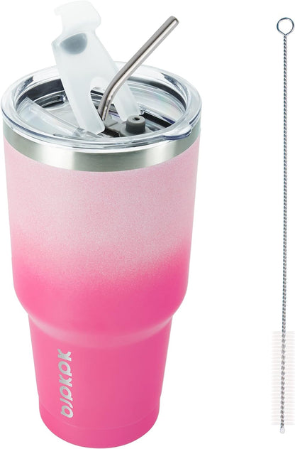 20 oz Coffee Tumbler with Lid & Straw, Insulated Stainless Steel Mug | Double Wall Vacuum, Keeps Hot/Cold, BPA Free, Leak Proof, Iced Coffee Cup Fit Car Holder, Travel & Beach, Lavender Green - Colors A