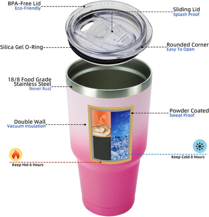 20 oz Coffee Tumbler with Lid & Straw, Insulated Stainless Steel Mug | Double Wall Vacuum, Keeps Hot/Cold, BPA Free, Leak Proof, Iced Coffee Cup Fit Car Holder, Travel & Beach, Lavender Green - Colors A