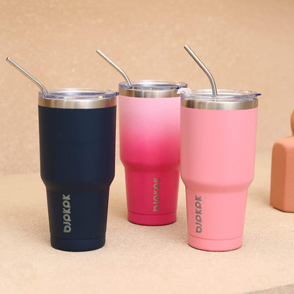 20 oz Coffee Tumbler with Lid & Straw, Insulated Stainless Steel Mug | Double Wall Vacuum, Keeps Hot/Cold, BPA Free, Leak Proof, Iced Coffee Cup Fit Car Holder, Travel & Beach, Lavender Green - Colors A