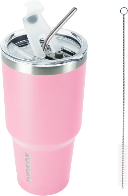 20 oz Coffee Tumbler with Lid & Straw, Insulated Stainless Steel Mug | Double Wall Vacuum, Keeps Hot/Cold, BPA Free, Leak Proof, Iced Coffee Cup Fit Car Holder, Travel & Beach, Lavender Green - Colors A
