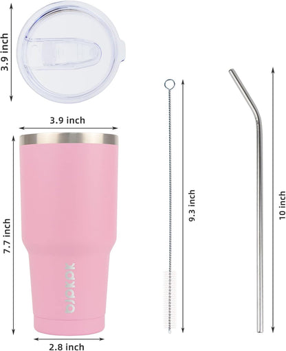 20 oz Coffee Tumbler with Lid & Straw, Insulated Stainless Steel Mug | Double Wall Vacuum, Keeps Hot/Cold, BPA Free, Leak Proof, Iced Coffee Cup Fit Car Holder, Travel & Beach, Lavender Green - Colors A