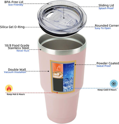 20 oz Coffee Tumbler with Lid & Straw, Insulated Stainless Steel Mug | Double Wall Vacuum, Keeps Hot/Cold, BPA Free, Leak Proof, Iced Coffee Cup Fit Car Holder, Travel & Beach, Lavender Green - Colors A