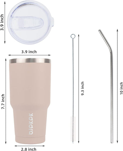 20 oz Coffee Tumbler with Lid & Straw, Insulated Stainless Steel Mug | Double Wall Vacuum, Keeps Hot/Cold, BPA Free, Leak Proof, Iced Coffee Cup Fit Car Holder, Travel & Beach, Lavender Green - Colors A