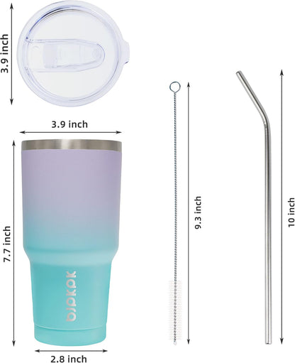 20 oz Coffee Tumbler with Lid & Straw, Insulated Stainless Steel Mug | Double Wall Vacuum, Keeps Hot/Cold, BPA Free, Leak Proof, Iced Coffee Cup Fit Car Holder, Travel & Beach, Lavender Green - Colors A