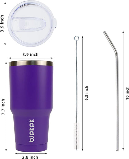 20 oz Coffee Tumbler with Lid & Straw, Insulated Stainless Steel Mug | Double Wall Vacuum, Keeps Hot/Cold, BPA Free, Leak Proof, Iced Coffee Cup Fit Car Holder, Travel & Beach, Lavender Green - Colors A