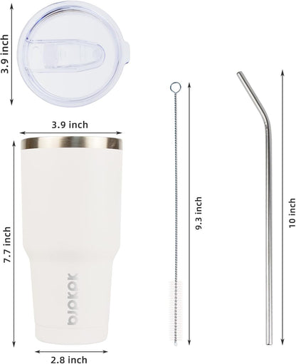 20 oz Coffee Tumbler with Lid & Straw, Insulated Stainless Steel Mug | Double Wall Vacuum, Keeps Hot/Cold, BPA Free, Leak Proof, Iced Coffee Cup Fit Car Holder, Travel & Beach, Lavender Green - Colors A