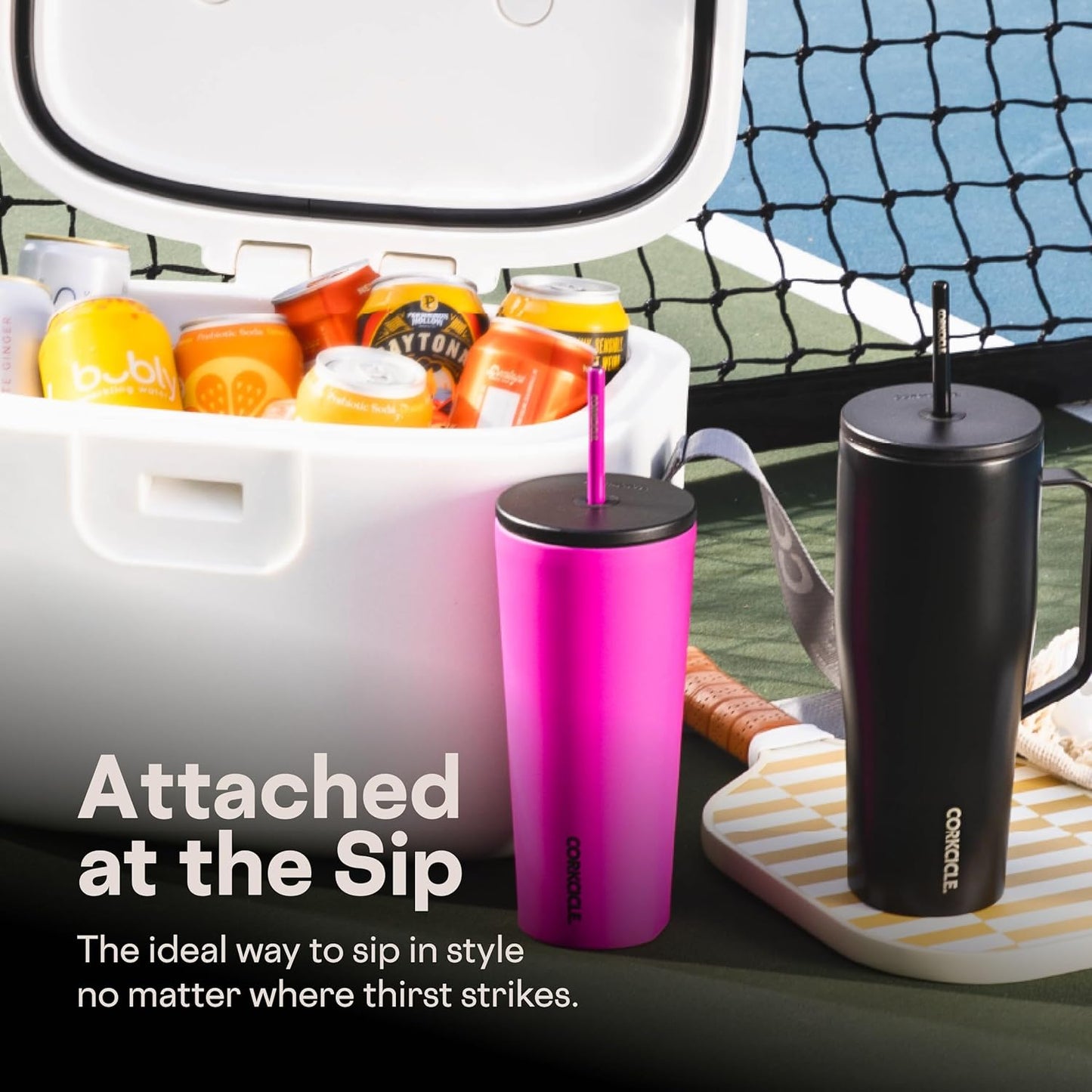Cold Cup Insulated Tumbler - Stainless Steel Tumbler with Lid and Straw, Triple Insulated for Hot and Cold Drinks, Cupholder Friendly, BPA-Free - 24oz - Black Bows