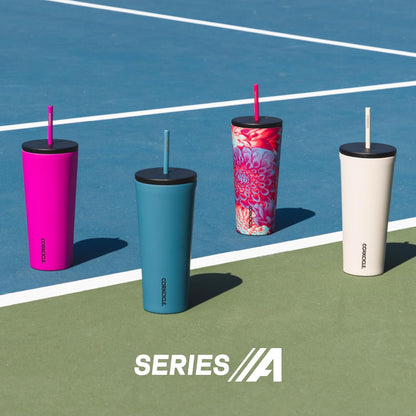 Cold Cup Insulated Tumbler - Stainless Steel Tumbler with Lid and Straw, Triple Insulated for Hot and Cold Drinks, Cupholder Friendly, BPA-Free - 24oz - Black Bows