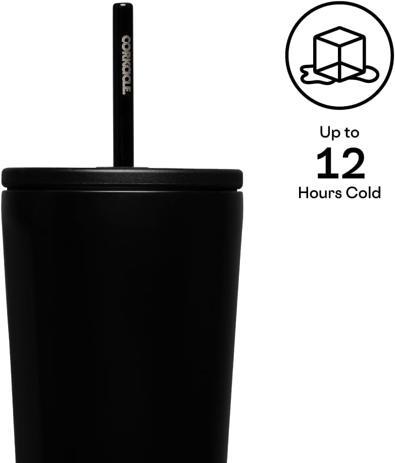 Cold Cup Insulated Tumbler - Stainless Steel Tumbler with Lid and Straw, Triple Insulated for Hot and Cold Drinks, Cupholder Friendly, BPA-Free - 24oz - Black Bows