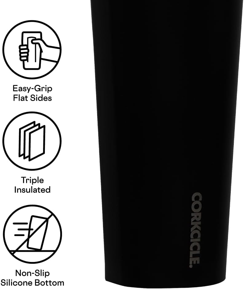 Cold Cup Insulated Tumbler - Stainless Steel Tumbler with Lid and Straw, Triple Insulated for Hot and Cold Drinks, Cupholder Friendly, BPA-Free - 24oz - Black Bows
