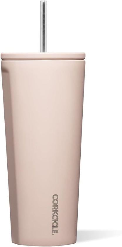 Cold Cup Insulated Tumbler - Stainless Steel Tumbler with Lid and Straw, Triple Insulated for Hot and Cold Drinks, Cupholder Friendly, BPA-Free - 24oz - Black Bows