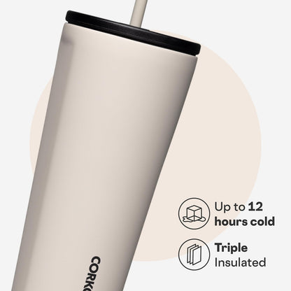 Cold Cup Insulated Tumbler - Stainless Steel Tumbler with Lid and Straw, Triple Insulated for Hot and Cold Drinks, Cupholder Friendly, BPA-Free - 24oz - Black Bows