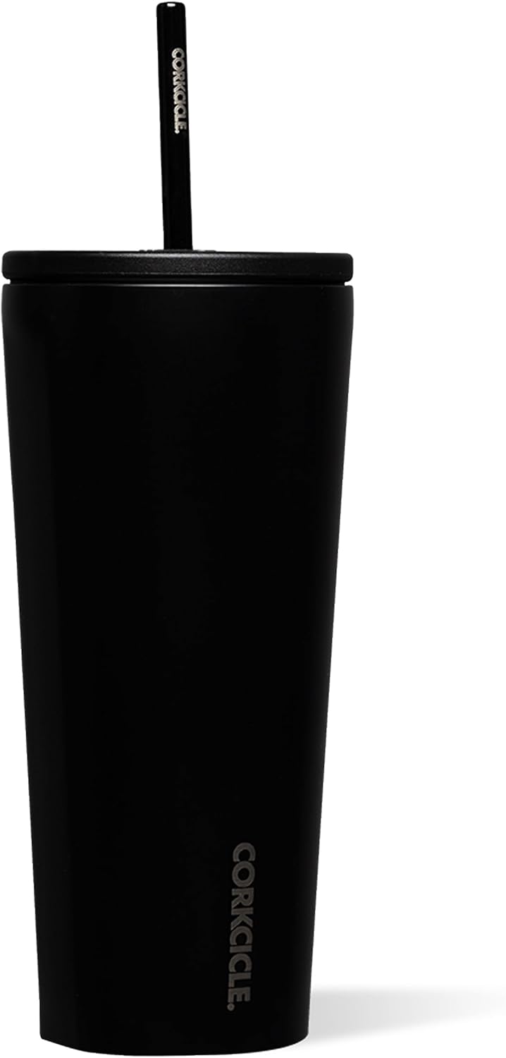 Cold Cup Insulated Tumbler - Stainless Steel Tumbler with Lid and Straw, Triple Insulated for Hot and Cold Drinks, Cupholder Friendly, BPA-Free - 24oz - Black Bows