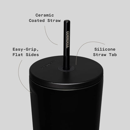Cold Cup Insulated Tumbler - Stainless Steel Tumbler with Lid and Straw, Triple Insulated for Hot and Cold Drinks, Cupholder Friendly, BPA-Free - 24oz - Black Bows