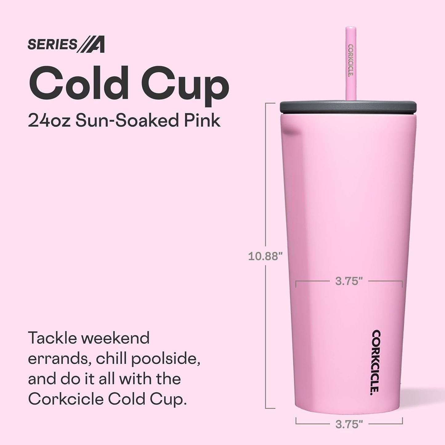 Cold Cup Insulated Tumbler - Stainless Steel Tumbler with Lid and Straw, Triple Insulated for Hot and Cold Drinks, Cupholder Friendly, BPA-Free - 24oz - Black Bows